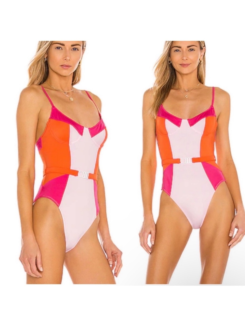 Solid & Striped The Spencer Colorblock Belted One Piece Swimsuit XL NWT